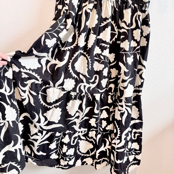 Boho Coastal Cottagecore Tiered Midi Dress 3X Black White Plus Size Chic - Picture 6 of 13